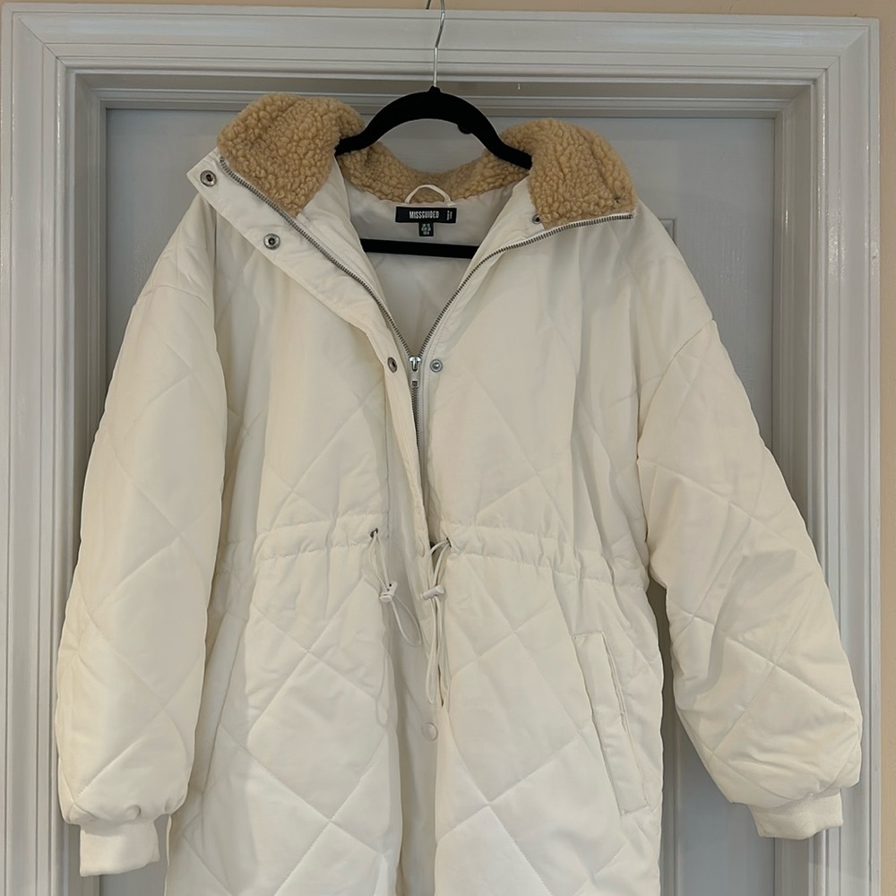Teddy Lined Hood Quilted Coat